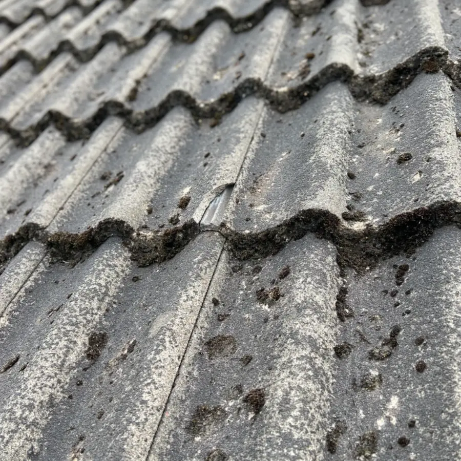 Overfladeslid, begroning og begyndende skade på betontagsten